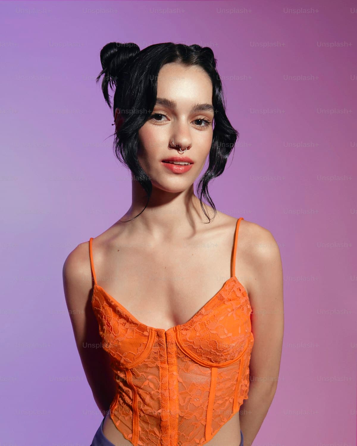 Corset-seam crop top in bone, front view